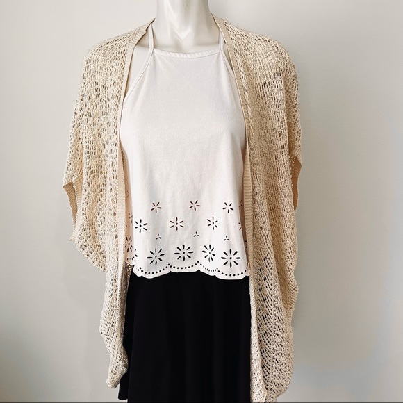 🌟Sold WET SEAL Bundle Crochet open loose knit shrug + suede like halterBOHO top - Picture 11 of 11